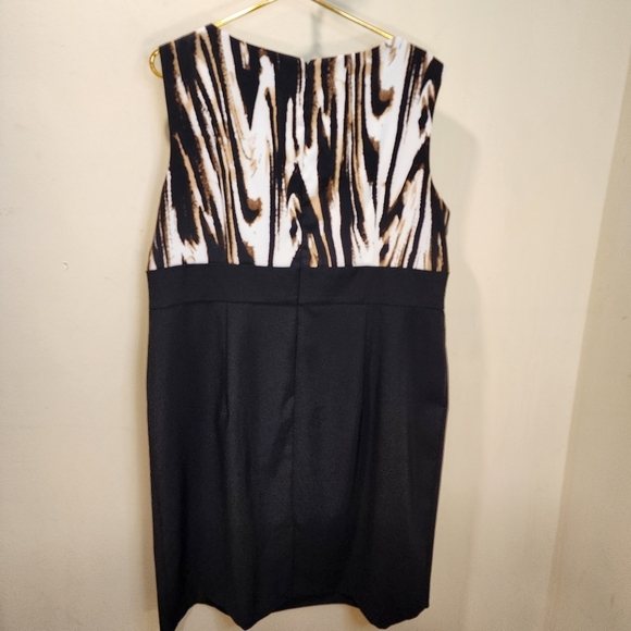Dressbarn Elegant Black and Brown Printed Plus Size  Sleeveless Dress 18 - Picture 6 of 12